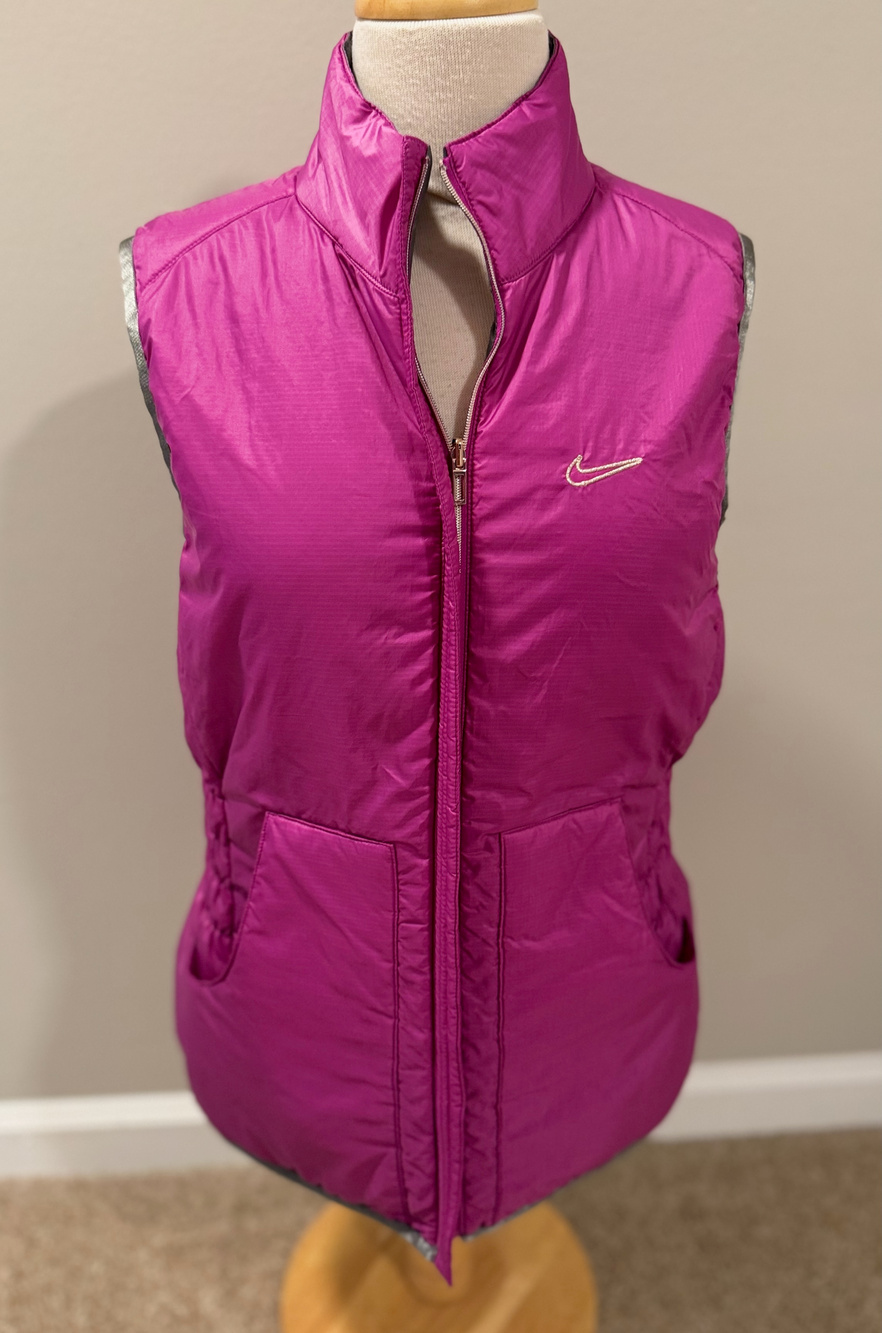 Nike Golf Womens Medium Purple Gray Reversible Insulated Wind Resistant Vest